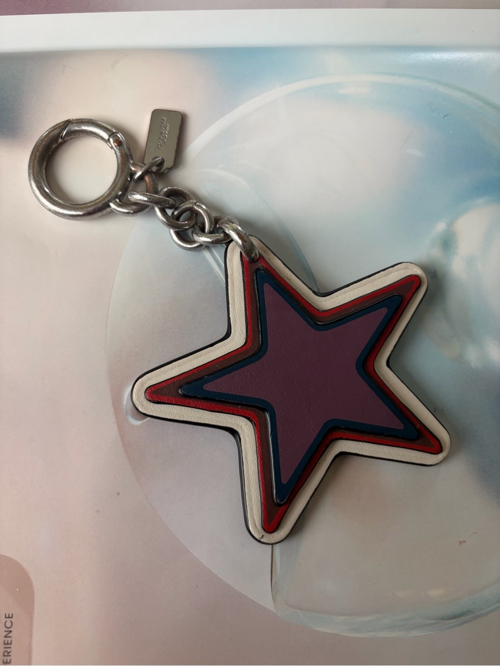 Coach Star Leather Keychain Charm in Purple, Red ( used / display one )